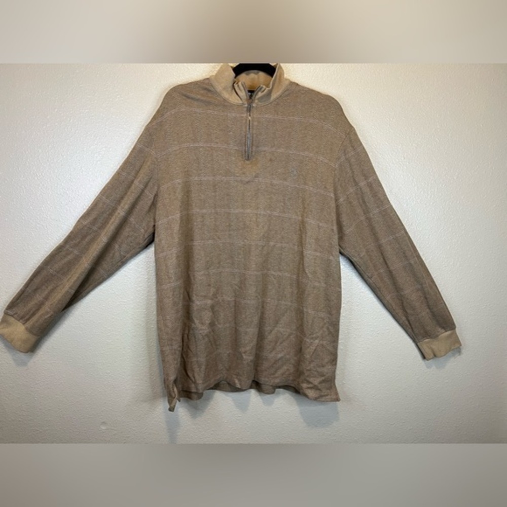 Polo Golf Mens Alpaca Plaid zip up Carmel‎ sweater vintage xl